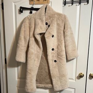 Source Unknown Cream Faux Fur Coat